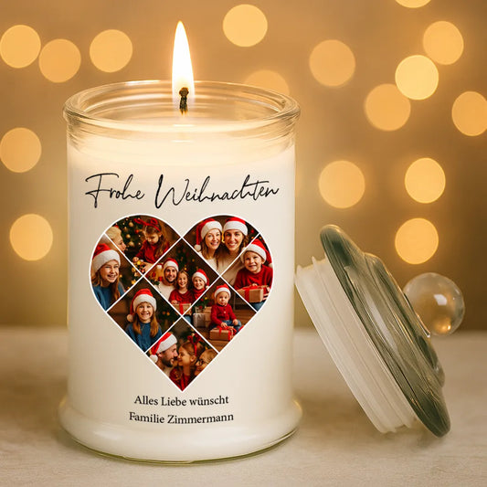 Personalisierte Duftkerze "Fotocollage #5 Herz"